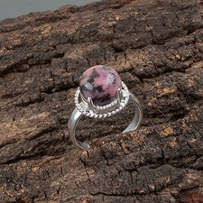 Anillo de plata esterlina 925 con piedras preciosas de rodonita negra hecho a mano anillo de joyería regalo para