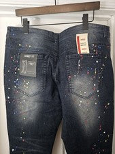 Pantalones de mezclilla Ministry of Fashion para hombre azul lavado oscuro calce ajustado 5 bolsillos