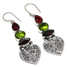 Granate de Mozambique, piedras preciosas de peridoto 925 pendiente de joyería...