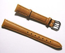 Correa de reloj marrón claro acolchada de cuero genuino de calidad de 14 mm - tamaño regular