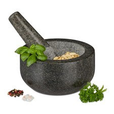 Mortero con mortero mortero de cocina mortero de especias robusto gris granito mortero con mortero