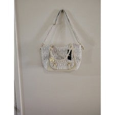 Bolso Bandolera MKF Collection Mia K Blanco Monograma Cartera Herrajes Dorados Nuevo