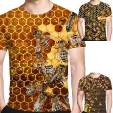 Camiseta informal de manga corta estilo hip hop Honey Bee 3D para mujer/hombre