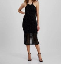 Vestido MIDI Guess para mujer negro Alina cuello halter sin mangas talla S