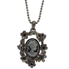 Collar Colgante Camafeo Reina Gótica Dama Diseño Victoriano Vintage Joyería Nuevo 18"