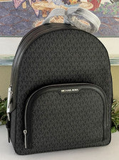 MICHAEL KORS MUJER GRANDE CREMALLERA BOLSILLO MOCHILA BOLSO VIAJE BOLSO MK NEGRO LOGO PLATEADO