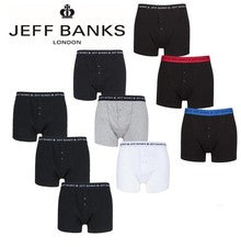 Paquete de 3 calzoncillos boxer para hombre Jeff Banks 'Marlow' algodón abotonados lisos S M L XL