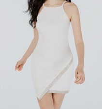 Vestido ceñido al cuerpo halter blanco sin mangas BCX para mujer junior talla M