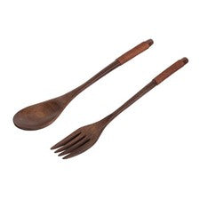 Madera Utensilios cocina Cubiertos Antideslizante Manija Tenedor Cuchara 2 en 1