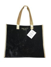 Cartera de Mano Jimmy Choo Promo Negra y Dorada Brillo ¡Se siente como Terciopelo! Nuevo con etiquetas