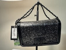 Bolso Bandolera/Bolso de Mano Badgley Mischka Para Mujer Pequeño Negro Brillante Nuevo con Etiquetas