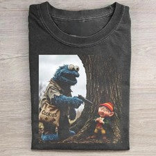 Camiseta Blue Monster and Forest Elf Edgy Camiseta Peso Pesado Algodón Gráfico Divertida Camiseta