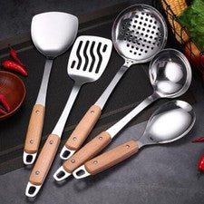 Utensilio de cocina de acero inoxidable a prueba de calor ranurado cucharón de arroz herramientas de cocina