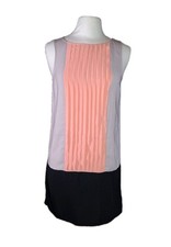Vestido Lush Nordstrom Negro Melocotón Bloques de Color Midi Espalda Abertura Nuevo con Etiquetas Para Mujer Talla M
