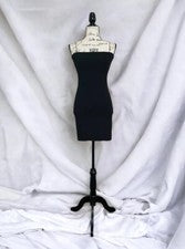 Vestido corto para mujer ZARA negro acanalado tejido cuello recto correas finas talla L