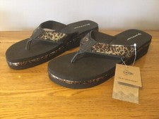 Sandalias Dunlop “Leo” Damas, Cuña Baja, Chanclas, Talla 5, Marrón - TOTALMENTE NUEVAS