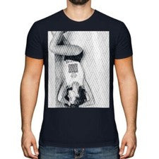 Modelo Moda En Baño Hombre Camiseta Top Regalo Estampado Blanco y Negro