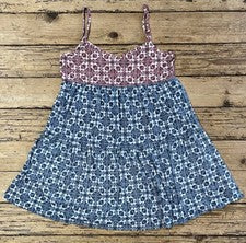 Mini Vestido TOPSHOP Para Mujer Talla 4 Azul/Rojo Geométrico con Tirantes Cuello en V Nuevo Sin Etiquetas