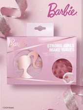 🇬🇧Juego de cuidado del cabello Barbie toalla turbante y masajeador de cuero cabelludo en rosa