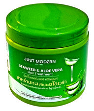Tratamiento capilar de algas y aloe vera JUST MODERN 500 ml para el cuidado del cabello seco dañado