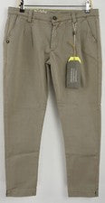 Nuevo Shockly Italia "Anna" Hombre EU 46 US 30 Beige Sarga Algodón Plisado Pantalones