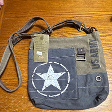 Bolso Bandolera Clea Ray Gris Estrella del Ejército Correa Ajustable Cremallera Bolsillos Exteriores