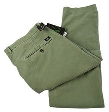 Pantalones chinos MASON'S verde salvia calce ajustado frente plano tiro bajo elásticos IT 54 36 NUEVOS CON ETIQUETAS
