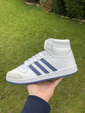 Adidas Originales Para Hombre Top Ten Baloncesto Zapatos Altos Blanco Azul Reino Unido Talla 9