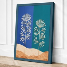Impresión en lienzo botánico con formas espejadas arte de pared decoración del hogar listo para colgar
