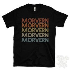 CAMISETA MORVERN ESTILO RETRO REPETIDO para hombre y mujer Reino Unido top name regalo