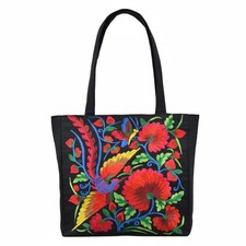 Bolso de hombro grande estilo folclórico reutilizable para compras, playa