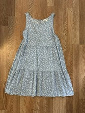 Vestido para mujer rosa talla mediana azul bebé con diseño floral en blanco