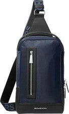 $168 Bolso Bandolera Michael Kors Línea A Logo Azul Marino Nylon Malone Logo Correa