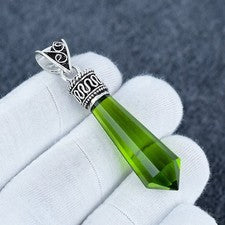 Colgante Peridoto, con Cadena de Plata, Joyería de Plata de Ley 925 Hecho a Mano Regalo