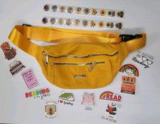 Bandolera amarilla o bolso de cintura 3 compartimentos con cremallera