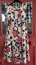 Vestido clásico para mujer En Creme crema multicolor floral sin mangas talla M