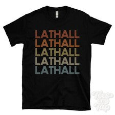 CAMISETA ESTILO RETRO REPETIDA LATHALL para hombre y mujer novedad genial nombre regalo