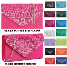 Bolso sin asas para mujer satinado diamante noche novia boda moda graduación bolso Reino Unido