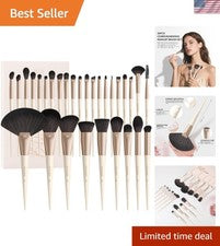 Elegante colección de brochas de maquillaje beige de 30 piezas - Ultimate Beauty Essentials