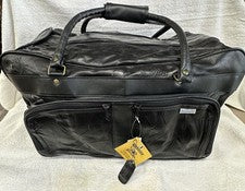 Bolso de Mano Embassy Italian Stone Design Cuero Negro Genuino 23" Suave Manteroso