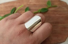 Anillo de plata esterlina 925 banda larga anillo ancho brazalete de cigarro anillo hecho a mano todos los tamaños