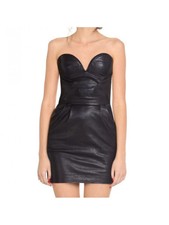 Mini Vestido Para Mujer Calce Ajustado Piel de Cordero Genuina Caliente y Sexy Cuero