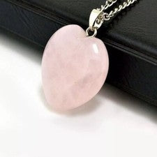 Collar Corazón Cuarzo Rosa Pálido Natural - Elegante Colgante de Piedras Preciosas Joyería Regalo