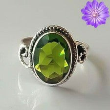 Anillo de plata esterlina 925 con piedras preciosas de peridoto verde hecho a mano anillo de joyería para regalo