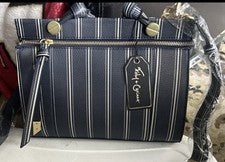 Bolso Bandolera Foley & Corinna Azul Rayas Cuero Dione Nuevo con Etiquetas Precio de venta sugerido por el fabricante $1