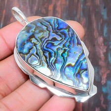 Colgante de joyería de diseñador de plata de ley 925 hecho a mano con concha de abulón