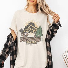 Camiseta Mountain Mama Vintage Confort Suave Calce Relajado Estilo Retro