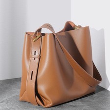 Bolso de Hombro de Cuero Genuino para Mujer, Top Piel de Vaca Diseñador Bolso Bucket Tote