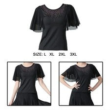 Mujer Elegante Tops Baile Mangas Trompeta, Colorido Escote Pedrería para