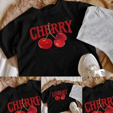 Camiseta estampado de frutas ligeramente elástica verano moda Daily Wear diseño cuello en O